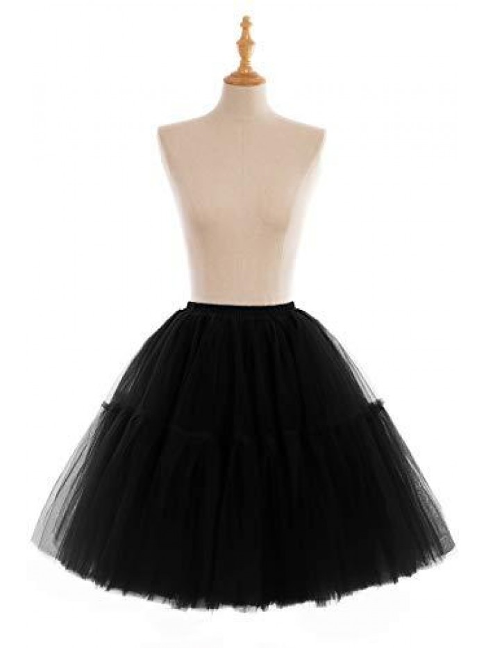 Lady's Princess Tutu Tulle Midi Knee Length Skirt Underskirt 