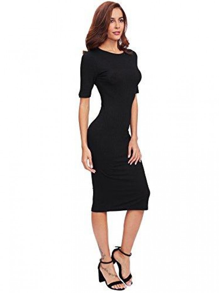 Women's Short Sleeve Elegant Sheath Pencil Dress 