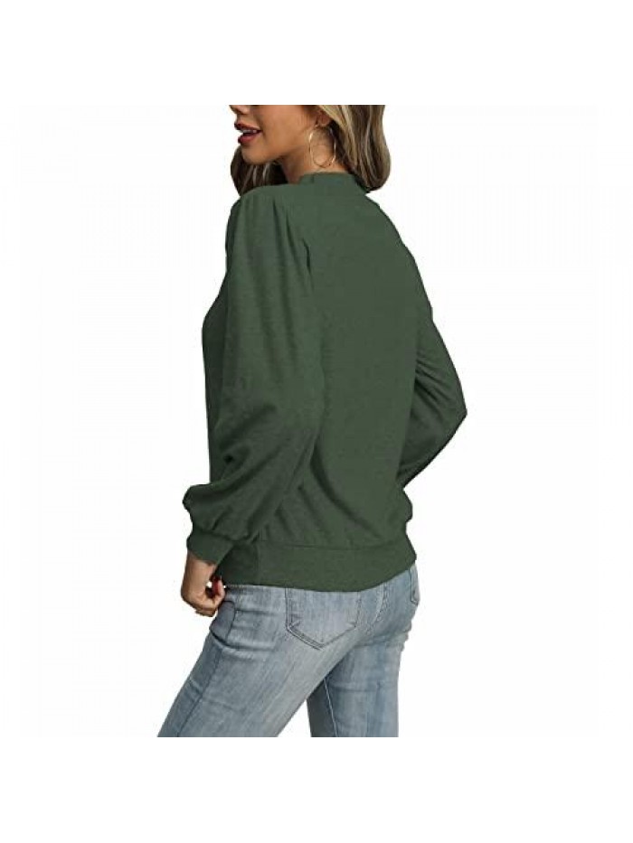 Women Comfy T Shirt Puff Long Sleeve Casual Pullover Tunic Tops 