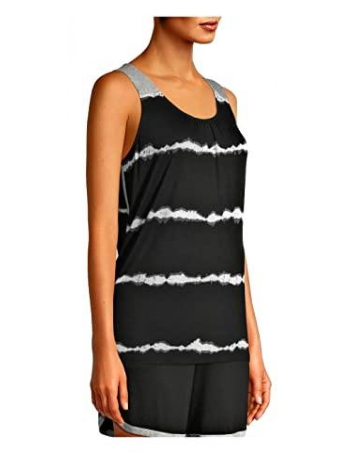 Treasure Black Shoot Tie Dye Stripe Women's Stripe Sleep Tank 