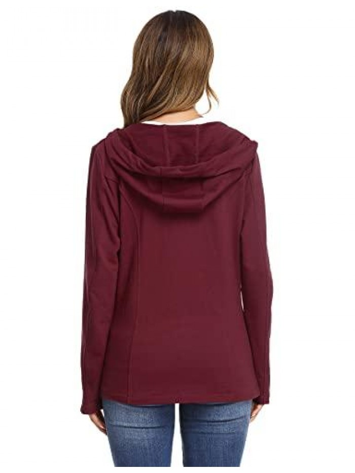 Women's Long Sleeve Full-Zip Hoodie Jacket Cotton Pullover Sweatshirt 