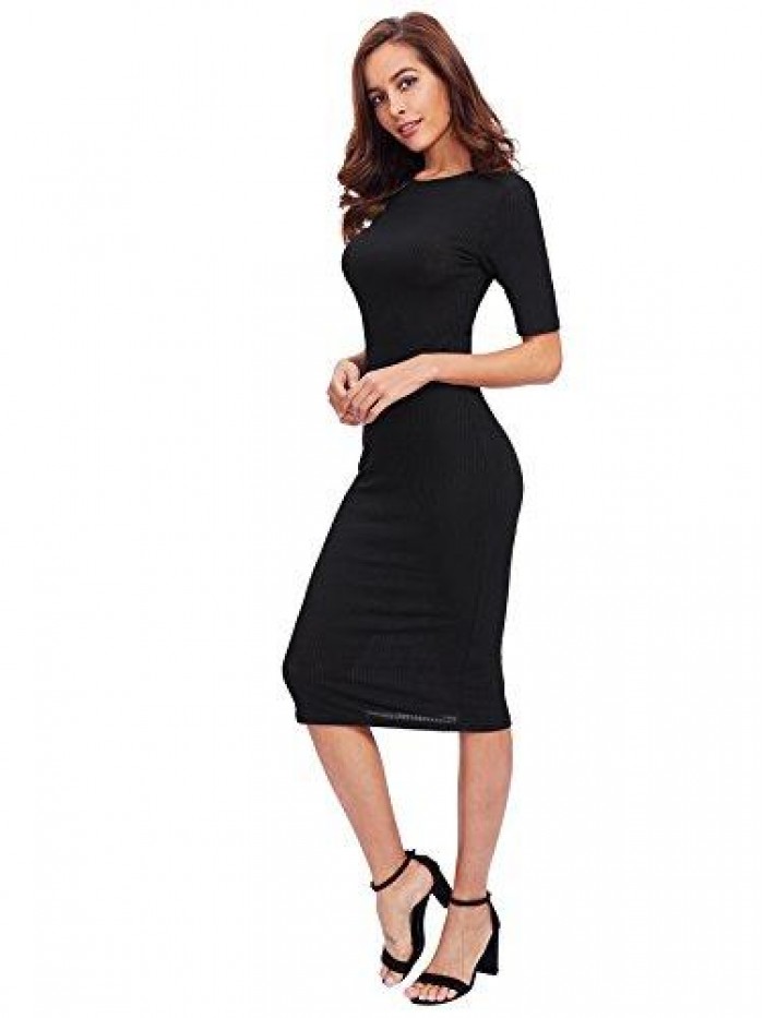 Women's Short Sleeve Elegant Sheath Pencil Dress 