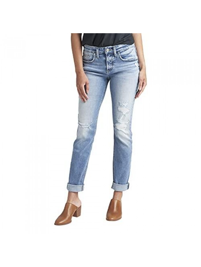 Jeans Co. Women's Boyfriend Mid Rise Slim Leg Jeans 