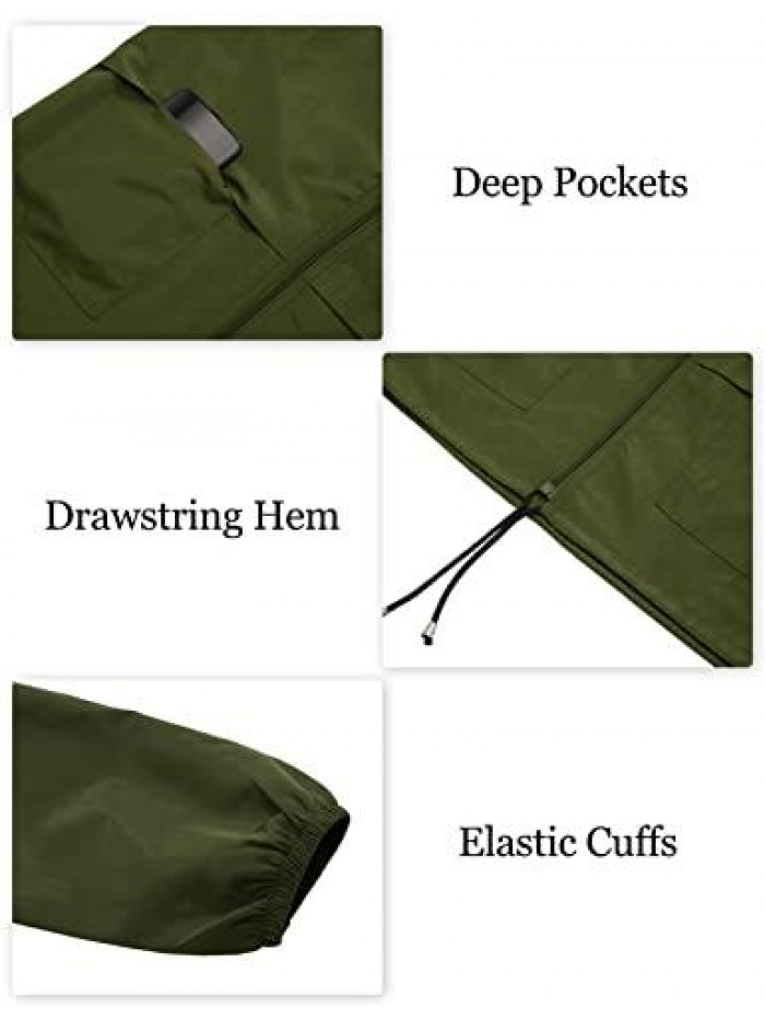 Women's Waterproof Rain Jacket Lightweight Raincoat Packable Hooded Outdoor Windbreaker 