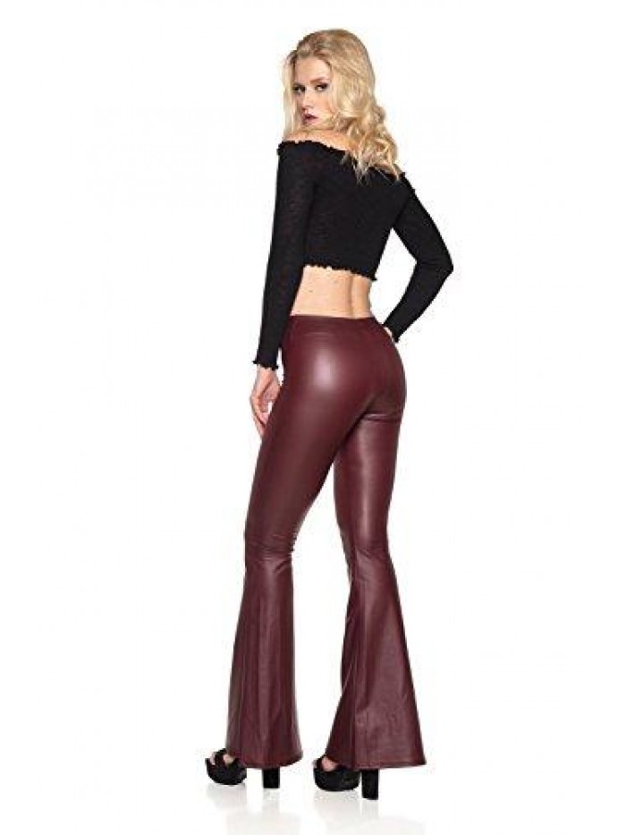 J2 Love Faux Leather Bell Botom Flare Pants 