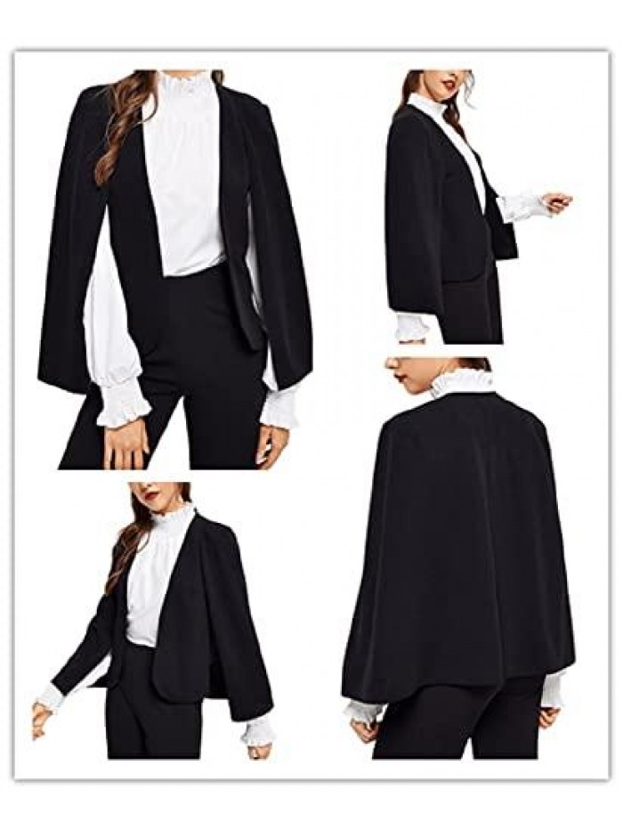 Cape Sleeve Blazer Jackets for Women Elegant Casual Cape Coat 