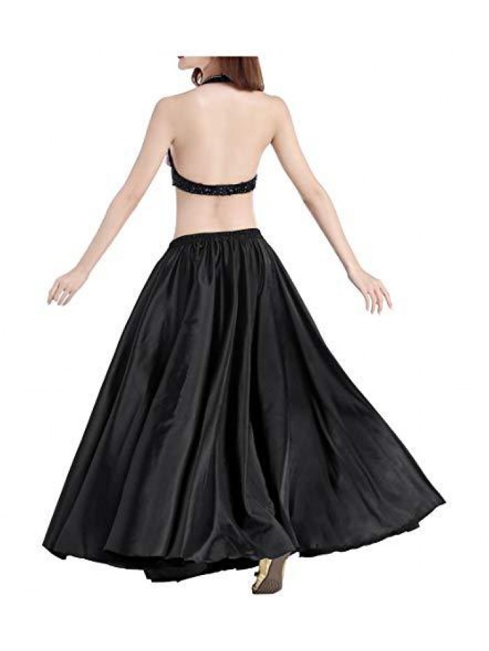 Trendy Women's Satin Full Circle Swing Halloween Belly Dance Tribal Skirt 