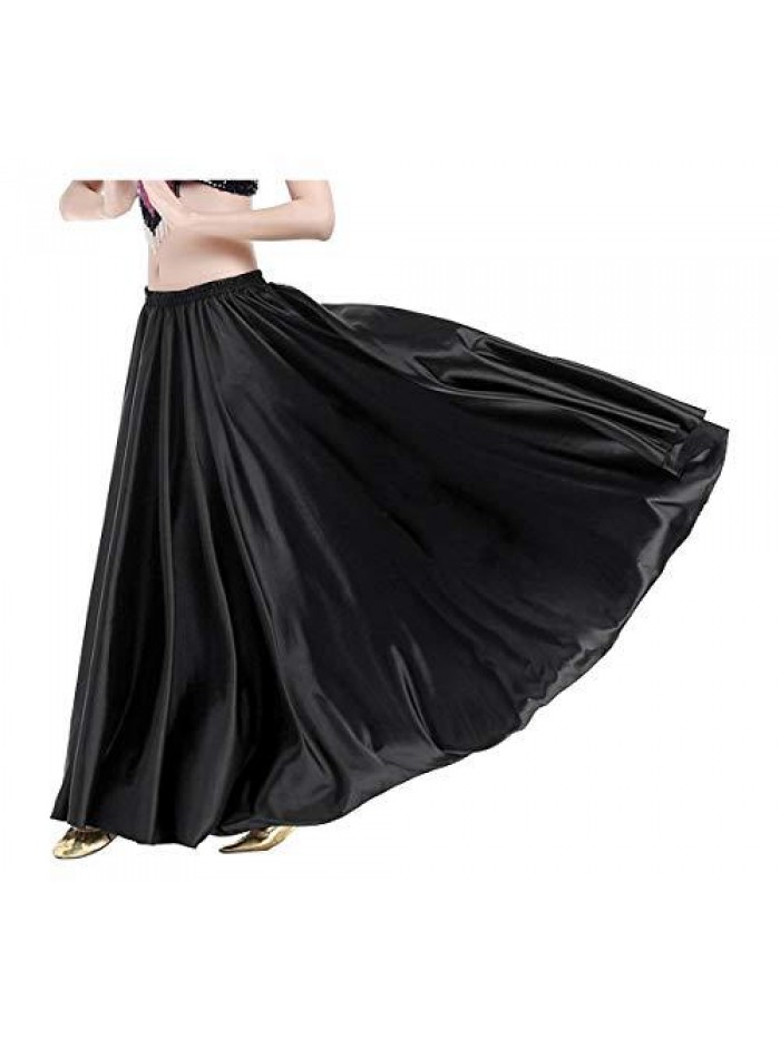 Trendy Women's Satin Full Circle Swing Halloween Belly Dance Tribal Skirt 