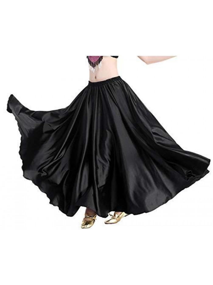 Trendy Women's Satin Full Circle Swing Halloween Belly Dance Tribal Skirt 