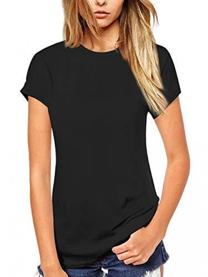 Women T Shirt Short/Long Sleeve Crew Neck Tee Tops Blouse 