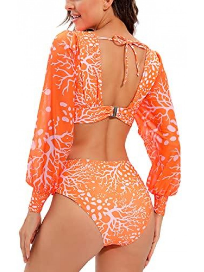 Women's Rashguard Long Sleeve Zip Swimsuit Print Surfing one Piece Swimwear 