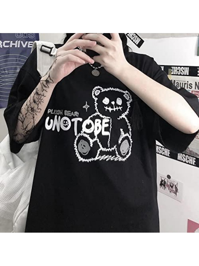 Grunge Gothic Bear Tops Print Harajuku Korean Clothes 