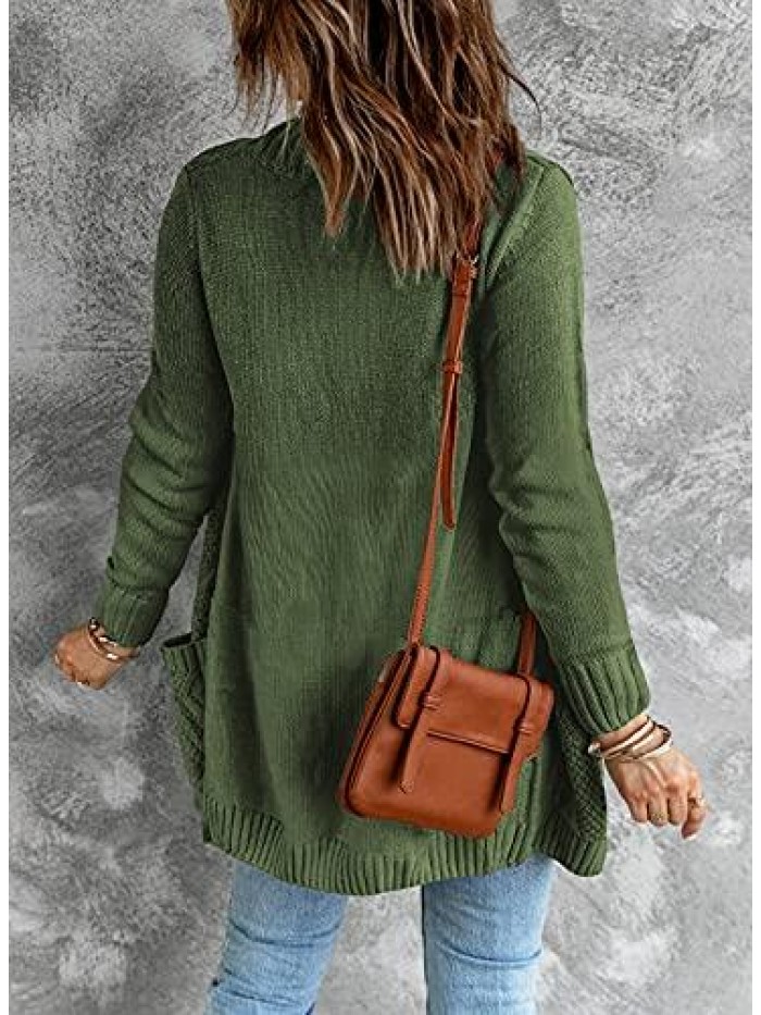 Women Open Front Cardigan Sweater Button Down Knit Sweater Coat 