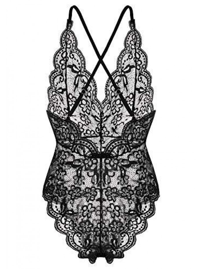 Lingerie Bodysuit Babydoll One Piece Lace Halter Teddy Chemise Sleepwear 