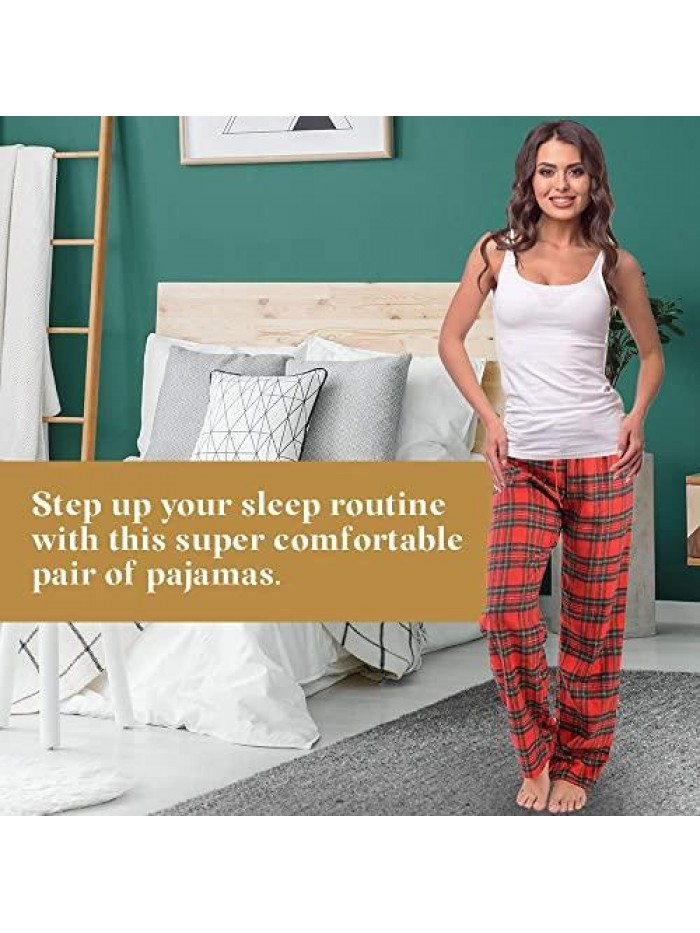 Club 2-Pack Women Pajama Pants - Brushed Cotton Flannel Sleepwear Bottoms 