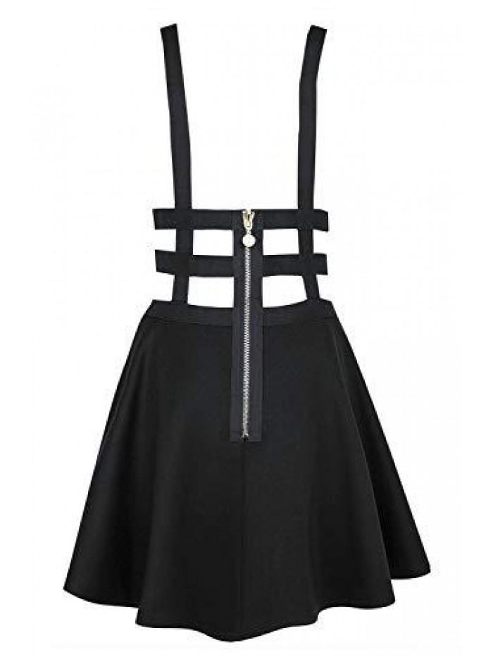 Women's Braces Skirt Pleated A-Line Suspender Mini Skirt 