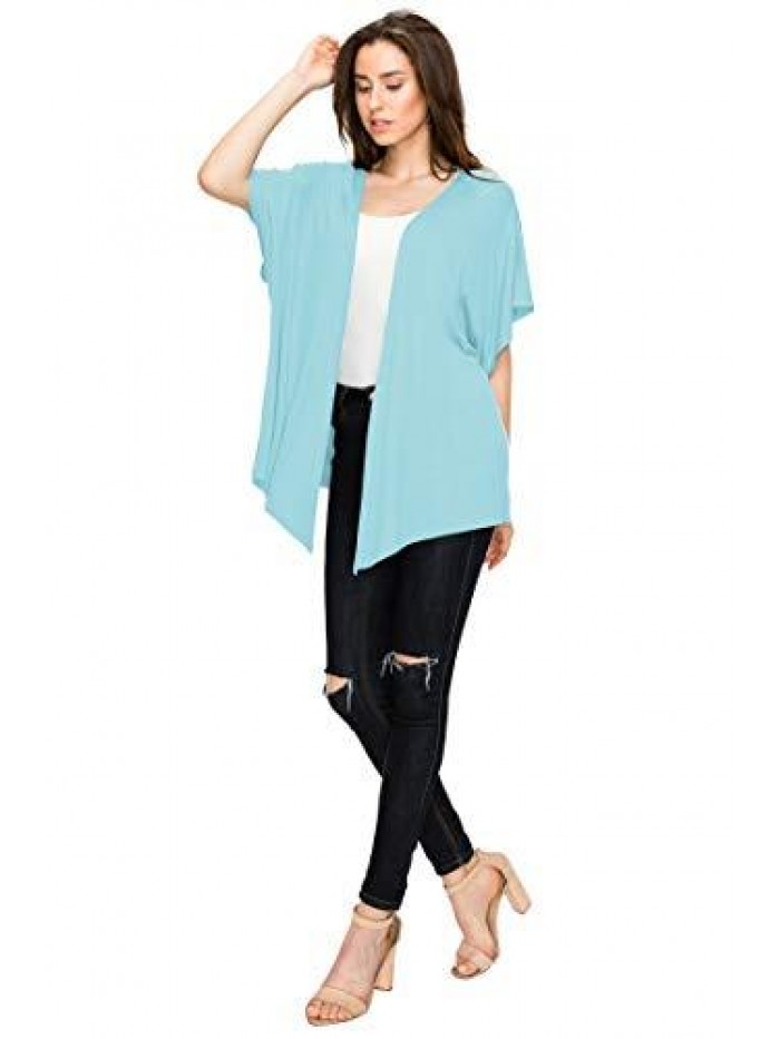 By Johnny Women's Kimono Style Short Sleeve Dolman Cardigan 