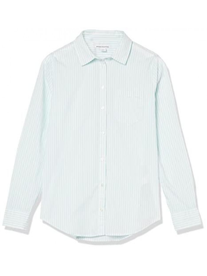 Women's Classic-Fit Long Sleeve Button Down Poplin Shirt  