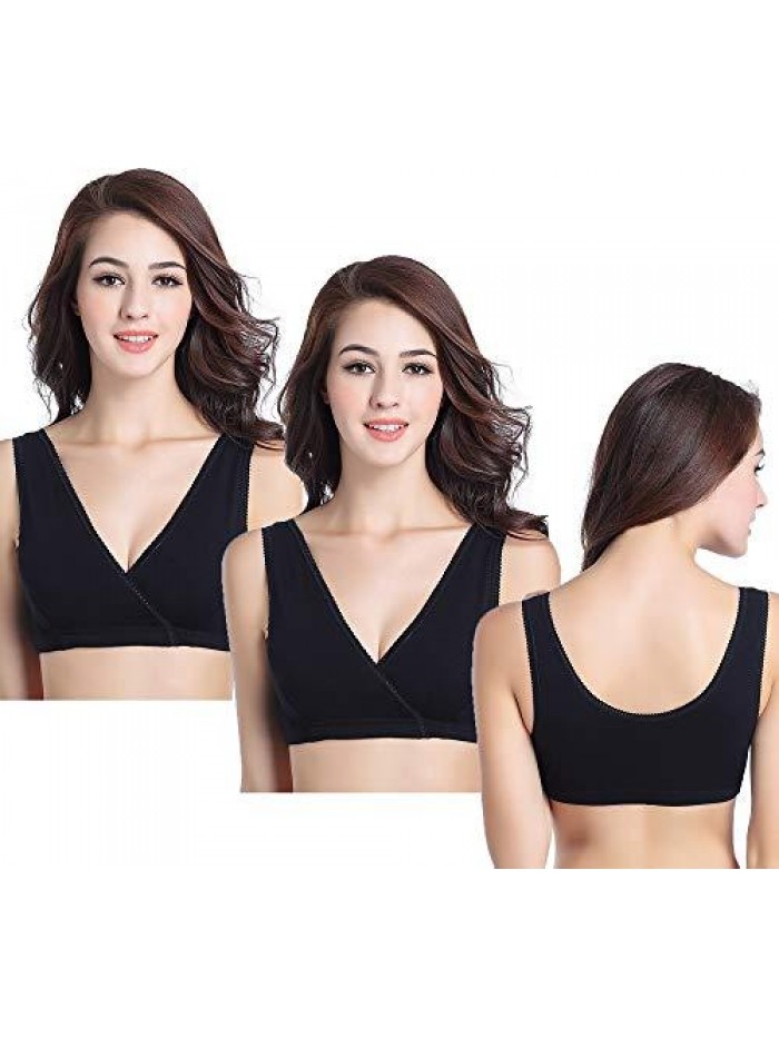 3 Pack Maternity Nursing Sleep Bra Breastfeeding Cotton Bralette 