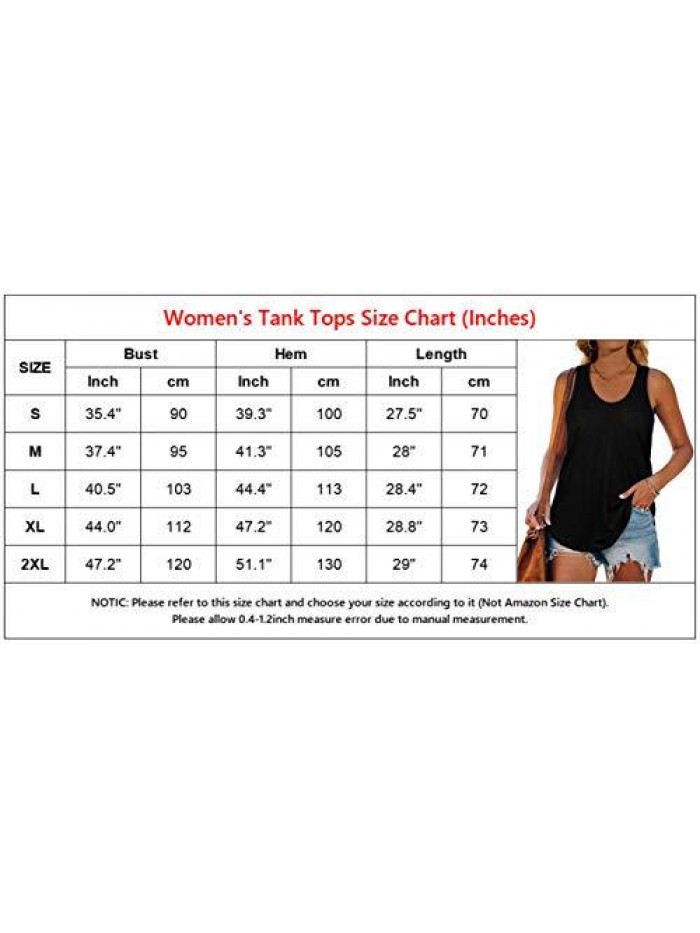 Womens Racerback Tank Tops Loose Fit Causal Summer U Neck 