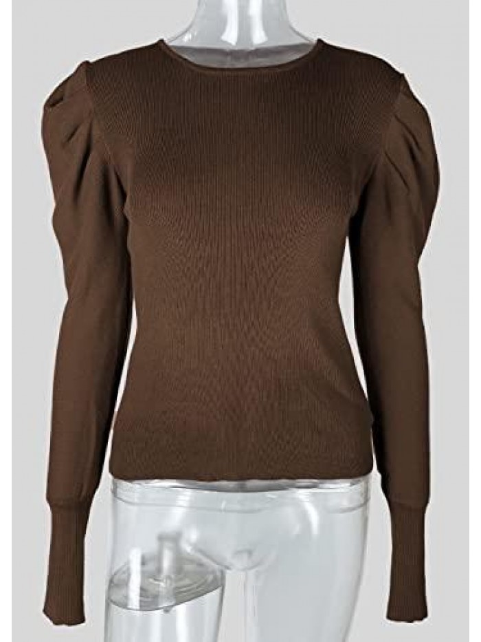 Women's Casual Long Sleeve Crewneck Pullover Knit Sweater Tops 