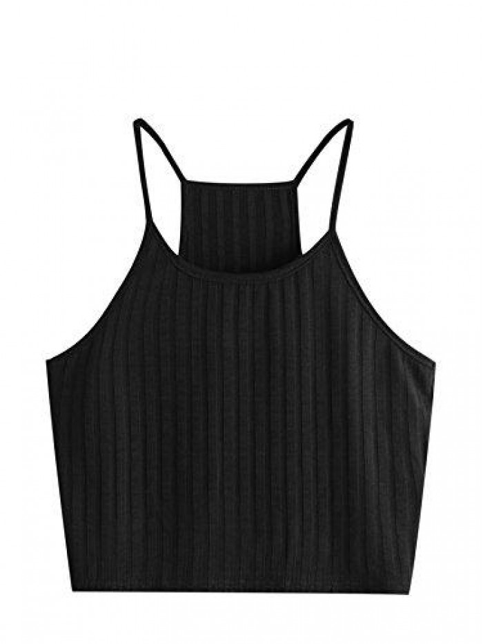 Women's Summer Basic Sexy Strappy Sleeveless Racerback Crop Top 