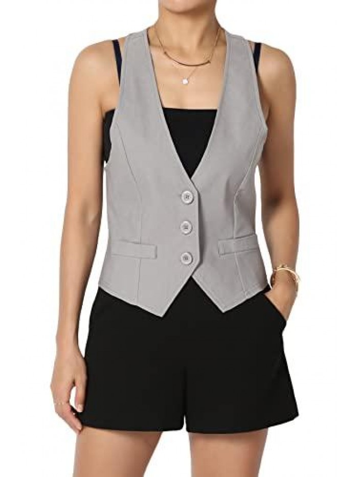 Dressy Casual Versatile Racerback Vest Uniform Tuxedo Suit Waistcoat 