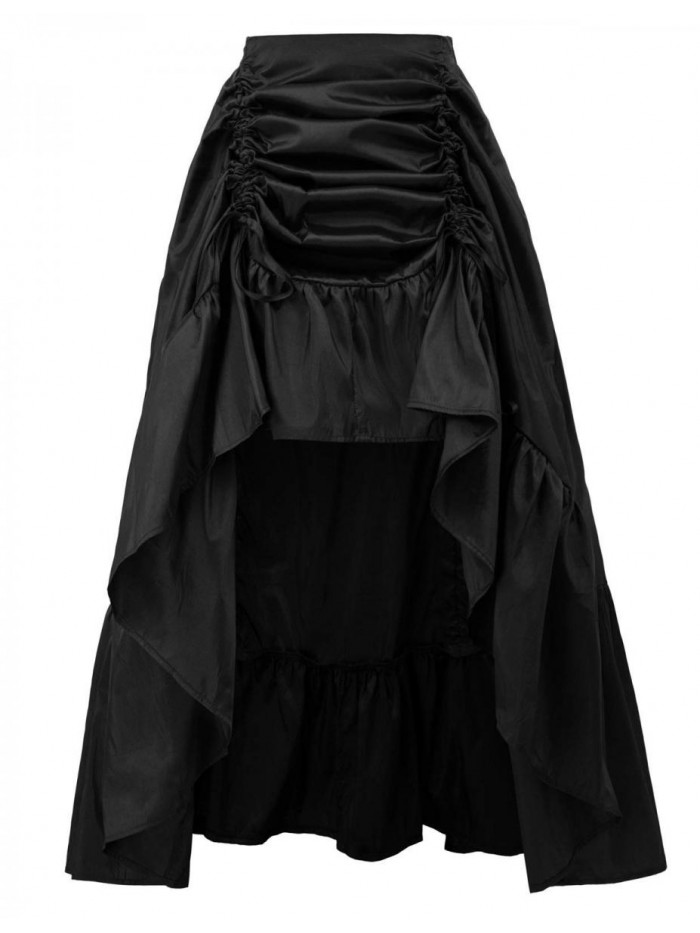 Darkness Women's Gothic Steampunk Skirt Victorian High-Low Bustle Skirt 