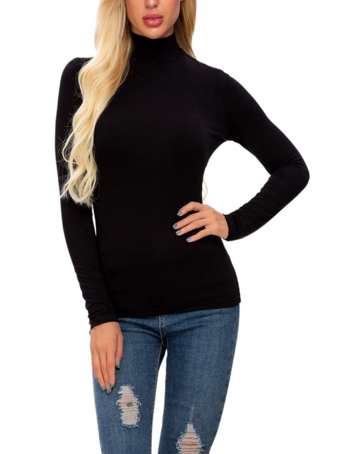 Long Sleeve Layering Turtleneck Shirt Lightweight Pullover Basic Tee Top 