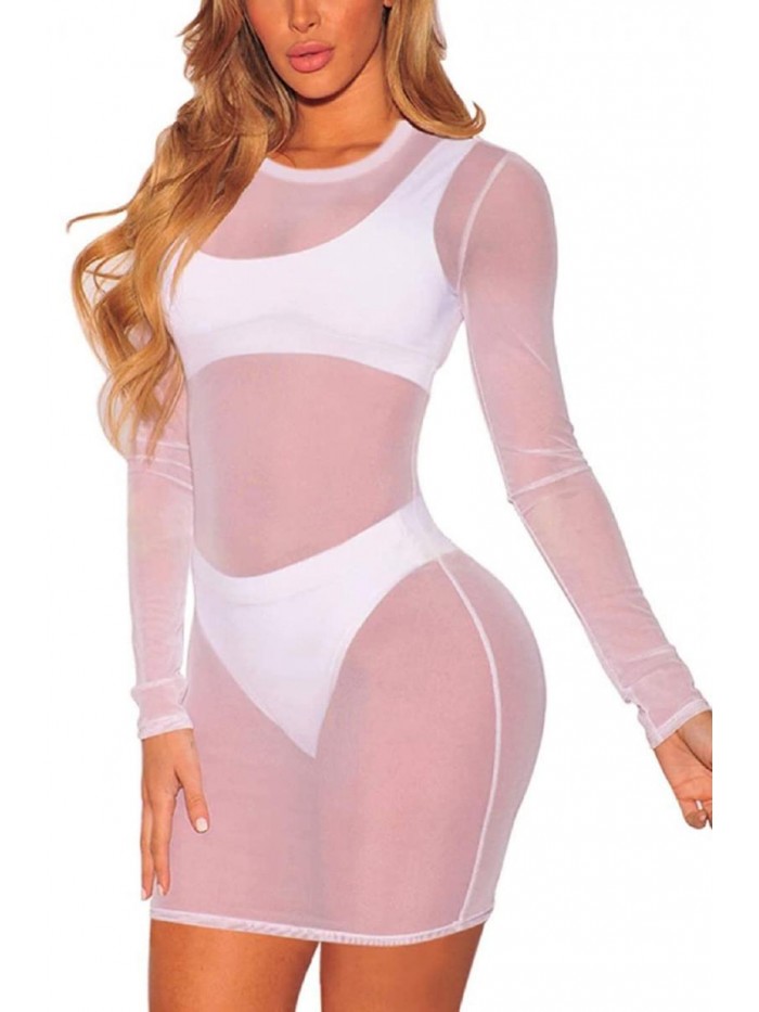 Women Cover Ups Bodycon See Through Sheer Dress for Swimwear 