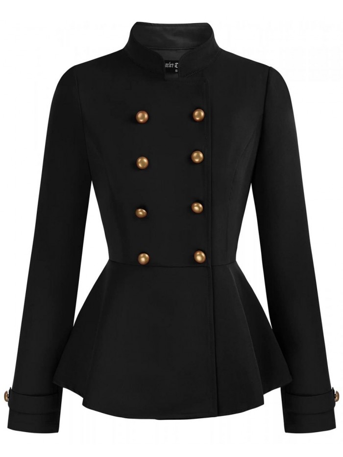 DARKNESS Women Ladies Double Breasted Peplum Jacket Blazer Steampunk Coat 