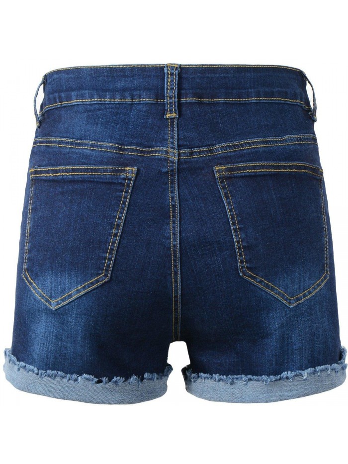 Women's Stretchy Denim Jean Shorts with Pockets 