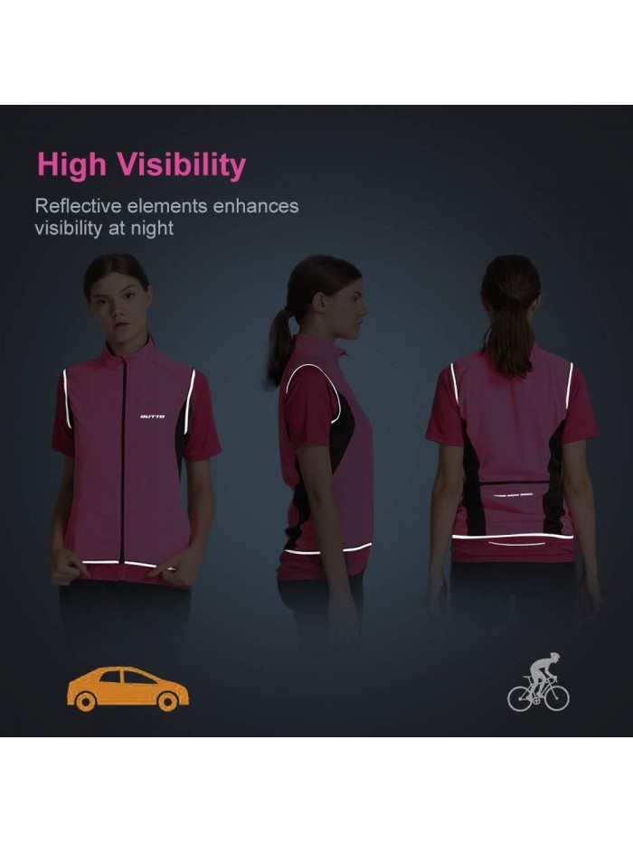 Women's Reflective Running Cycling Vest for Safty and Windproof 