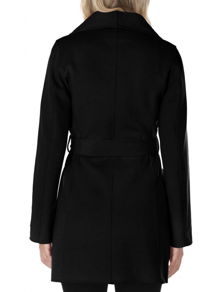 Women's Wool Wrap Coat with Tie Belt 