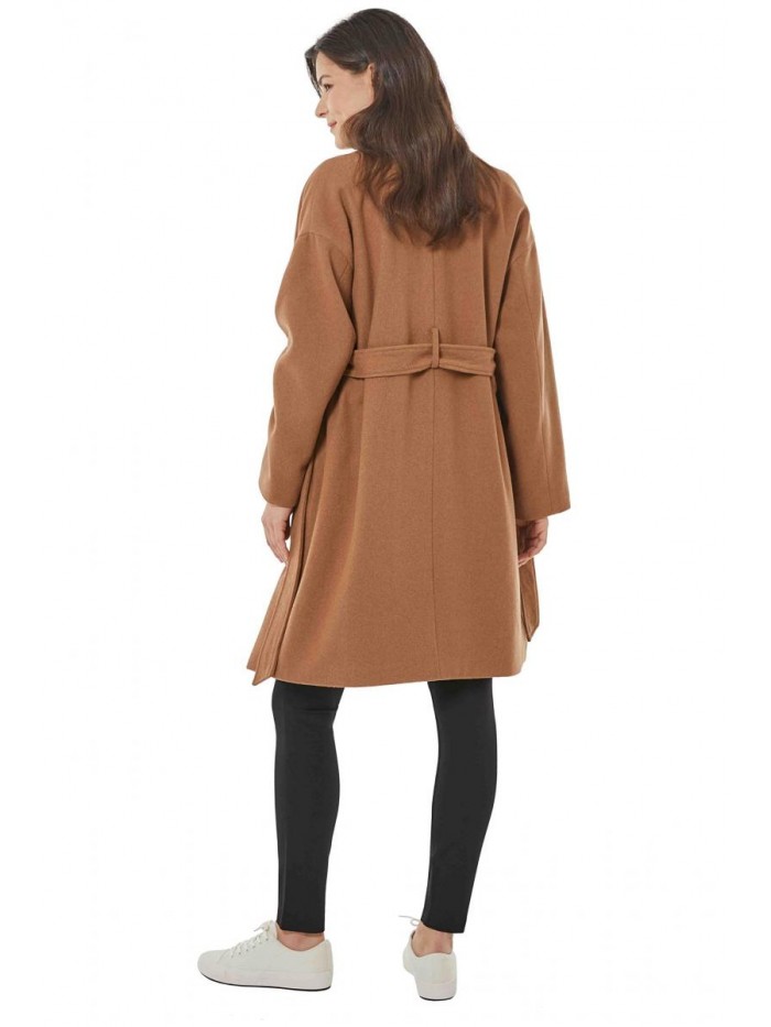 You Be Women's Wool Belted Wrap Relaxed Fit Coat 