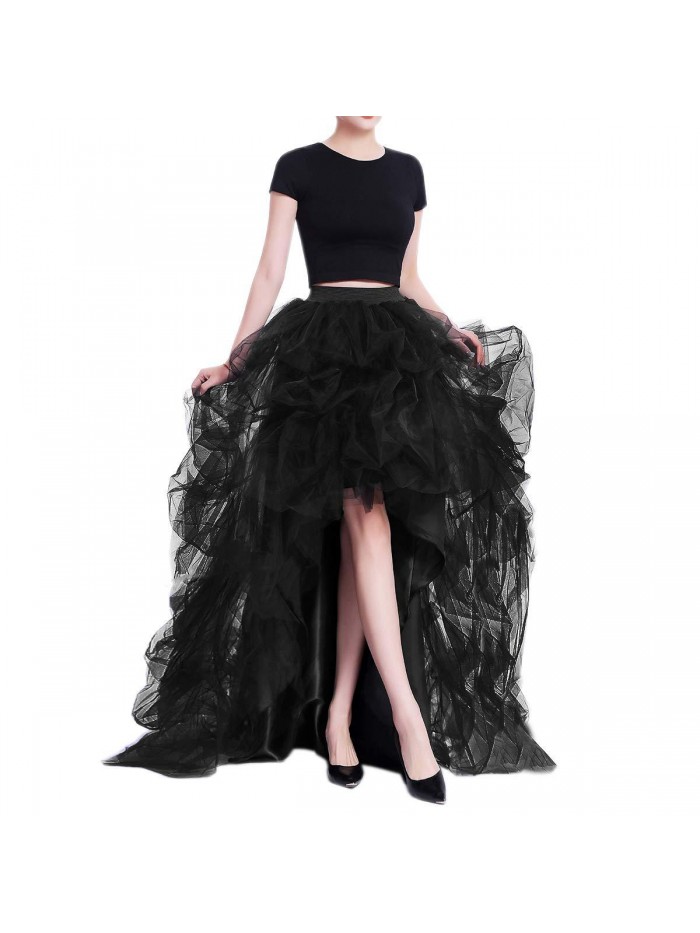 Women's Long High Low Ruffles Party Tulle Skirt 