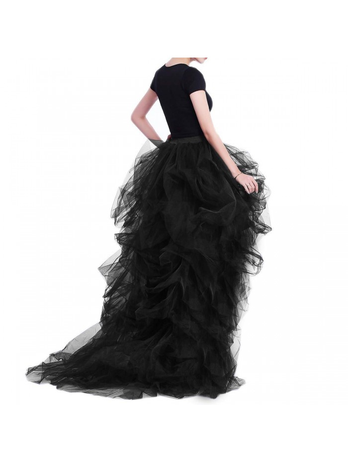 Women's Long High Low Ruffles Party Tulle Skirt 