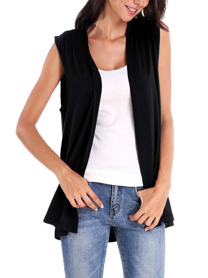 Sleeveless Cardigan Open Front Vest Lightweight Cool Coat 