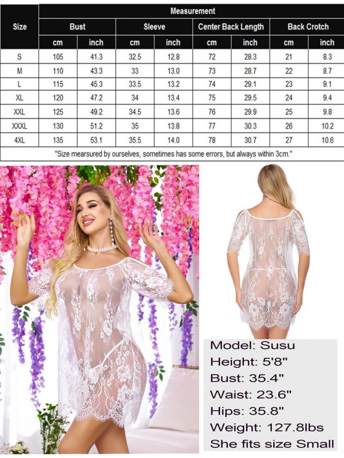 Women Chemises Lace Smock Lingerie Mini Babydoll Lingerie Sleepwear S-4XL 