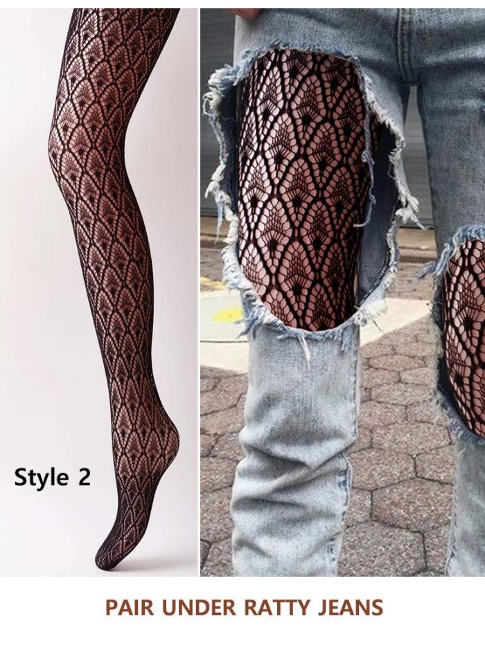 MONTE Women Patterned Fishnets Tights Small Hole Thigh High Sexy Stockings 