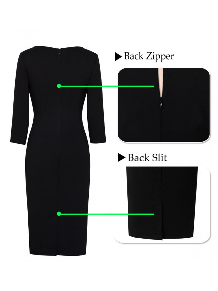 Womens Square Neck Work Business Cocktail Party Bodycon Sheath Dress 