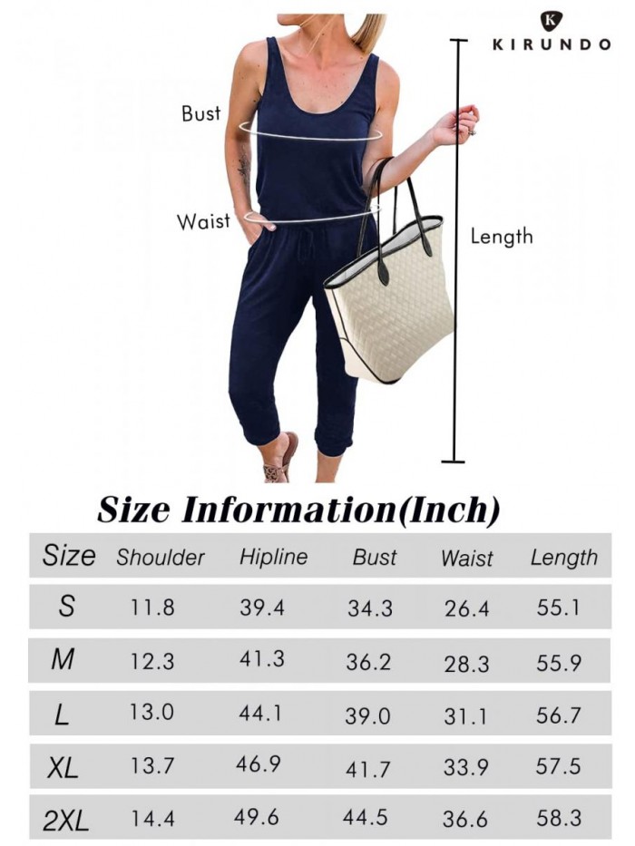 Women's Summer Jumpsuits Casual Sleeveless Jumpsuit Drawstring Elasitic Waist Romper Pajama 