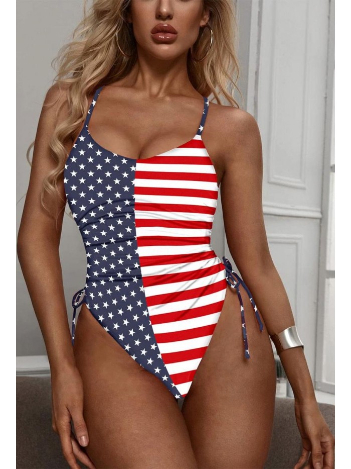 Women's Ruched High Cut One Piece Swimsuit Tummy Control Monokini Bikini 