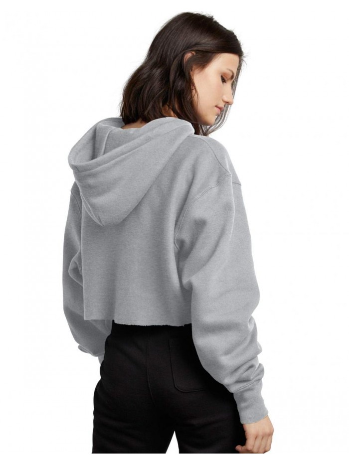 Women's Reverse Weave Cropped Cut-Off Hoodie, Left Chest C 