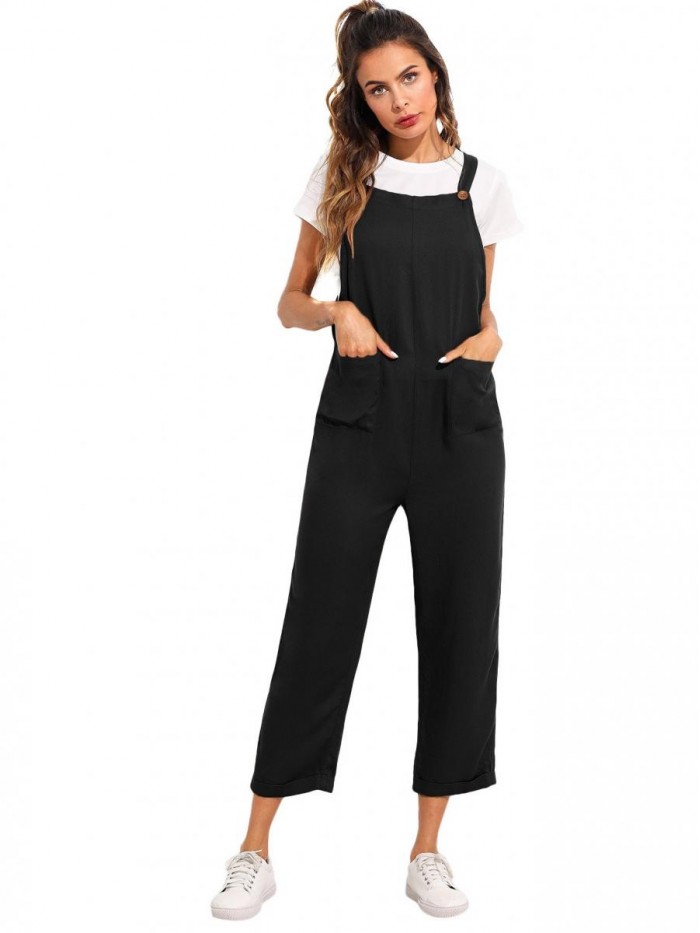 Women's Adjustable Straps Jumpsuit Overalls with Pockets 