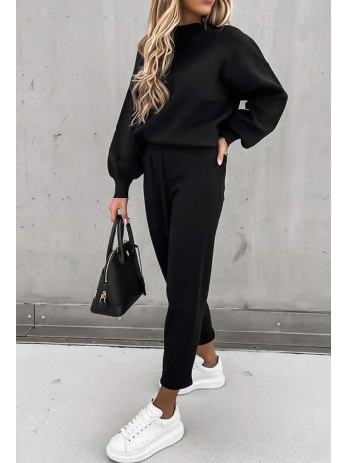 Women's 2 Piece Outfits Long Sleeve Pullover Sweatshirt Jogger Pants Sweatsuit 