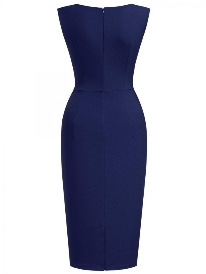 Women's Retro Ruffle Style Slim Work Pencil Dress 