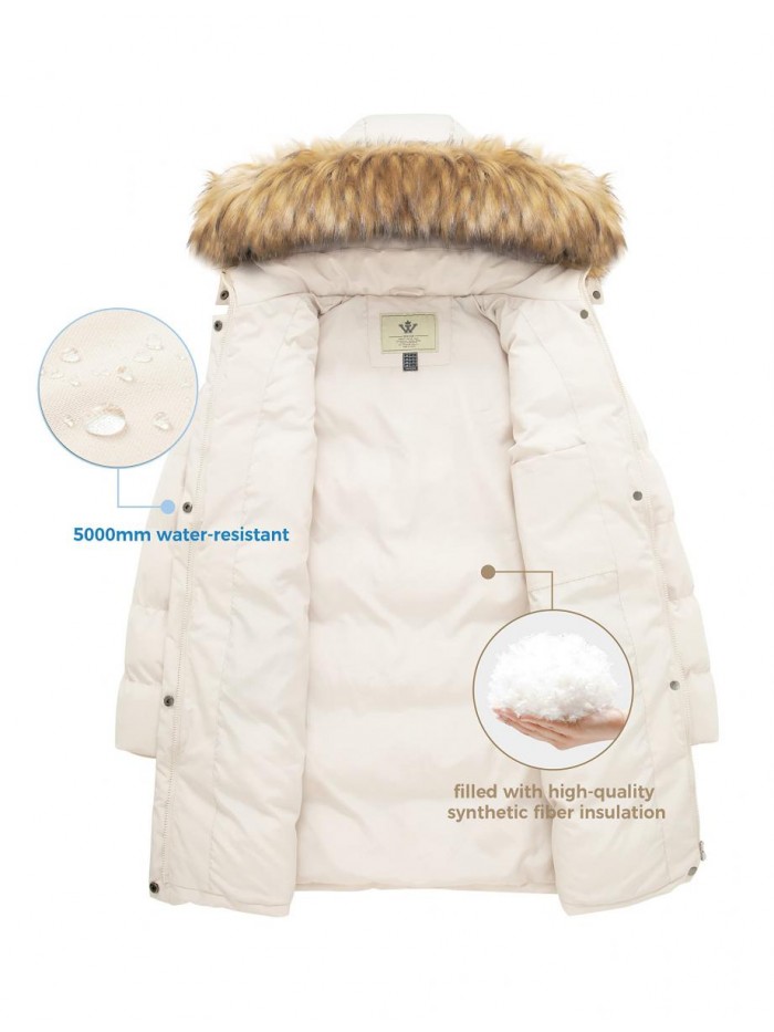 Women's Winter Thicken Puffer Coat Warm Jacket with Fur Removable Hood 