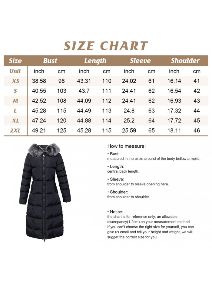 chouyatou Women's Winter Windproof Padded Long Down Alternative Coat Faux Fur Hood