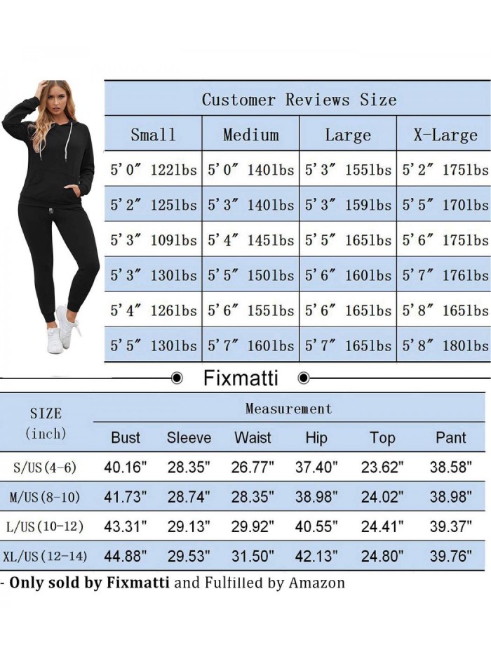 Fixmatti Women Pullover Hoodie Pockets Sweatpants Sport Jogger Sweatsuit